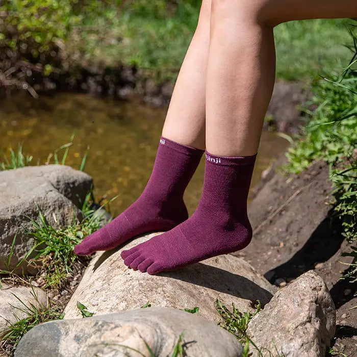Injinji Merino Wool Liner Crew - Garnet