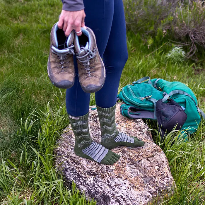 Injinji Outdoor Midweight Merino Wool Crew - Forest