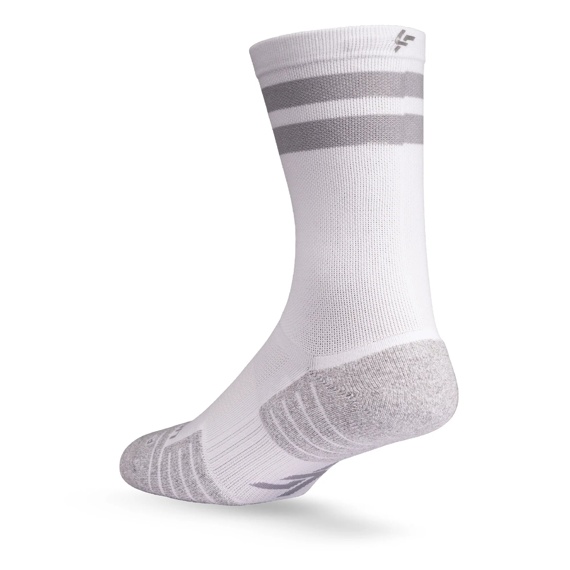 Lightfeet Performance Sports Socks - 2 Stripes Half Crew (White)