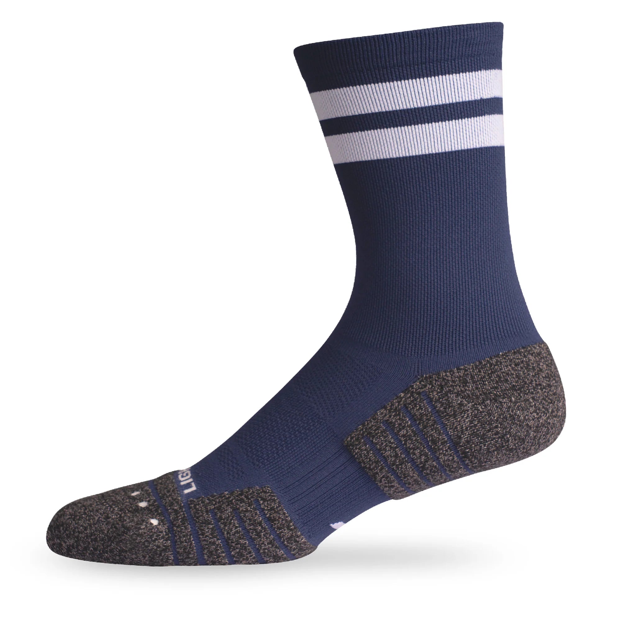 Lightfeet Performance Sports Socks - 2 Stripes Half Crew (Navy)