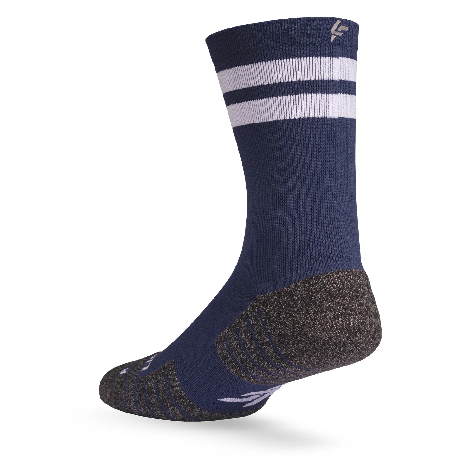 Lightfeet Performance Sports Socks - 2 Stripes Half Crew (Navy)