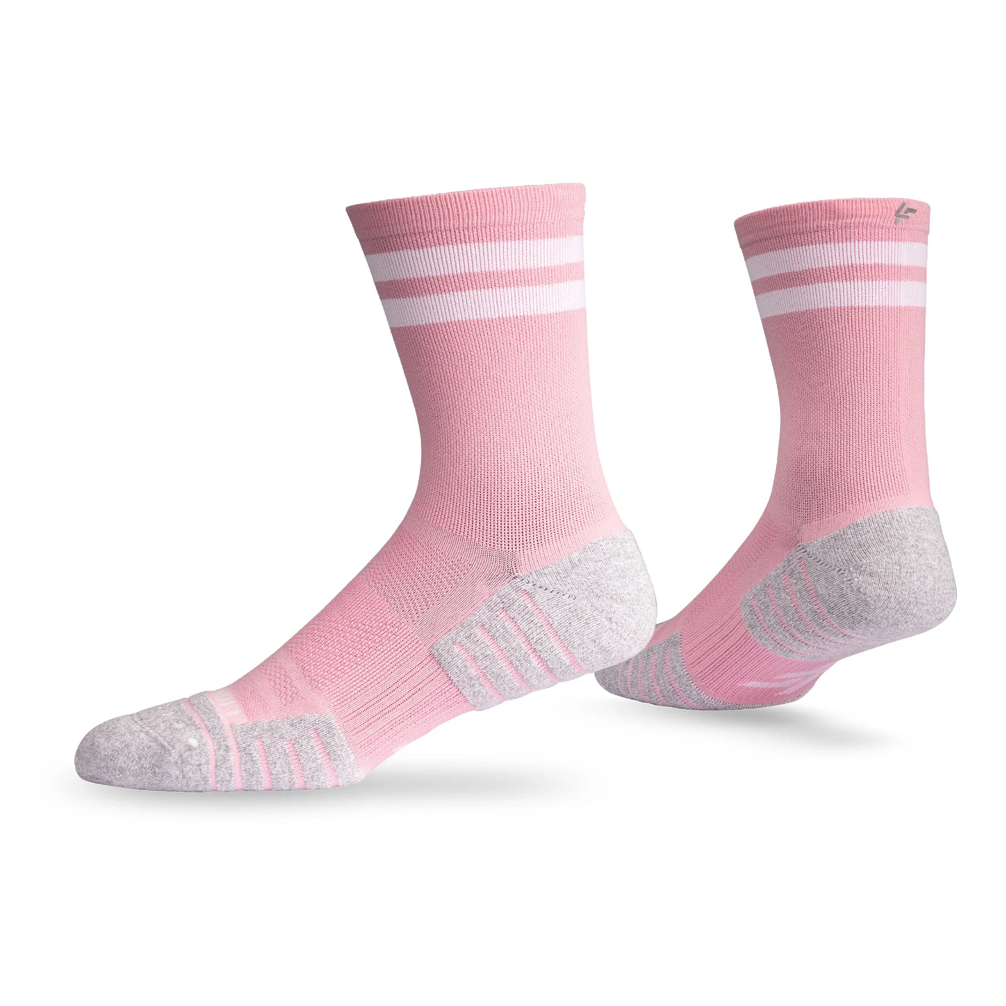 Lightfeet Performance Sports Socks - 2 Stripes Half Crew (Soft Pink)