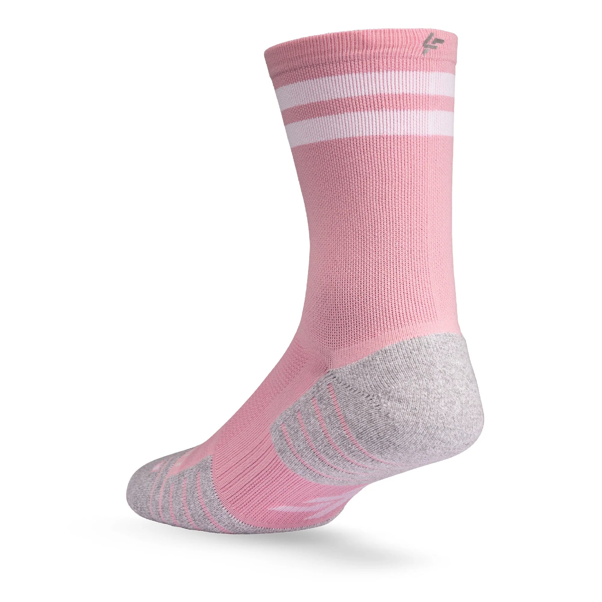 Lightfeet Performance Sports Socks - 2 Stripes Half Crew (Soft Pink)