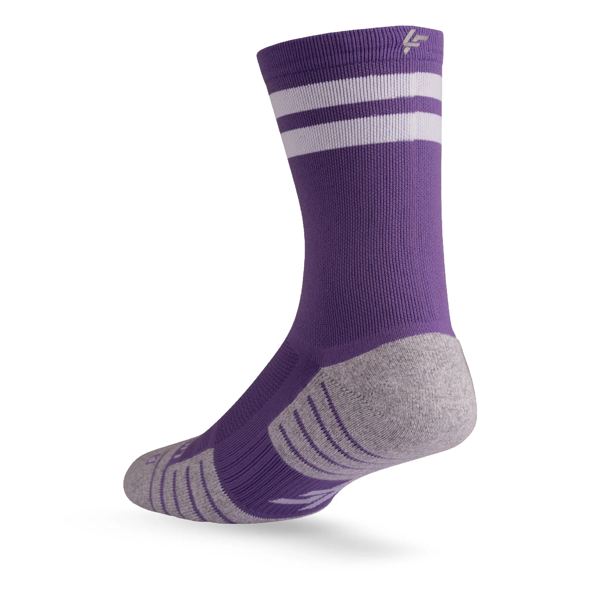 Lightfeet Performance Sports Socks - 2 Stripes Half Crew (Violet)