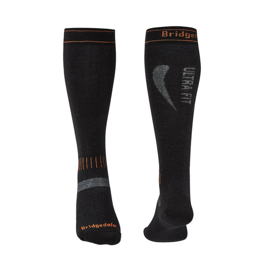Bridgedale Unisex MERINO Performance Ski Socks - (Black/Orange) - socksforliving.com