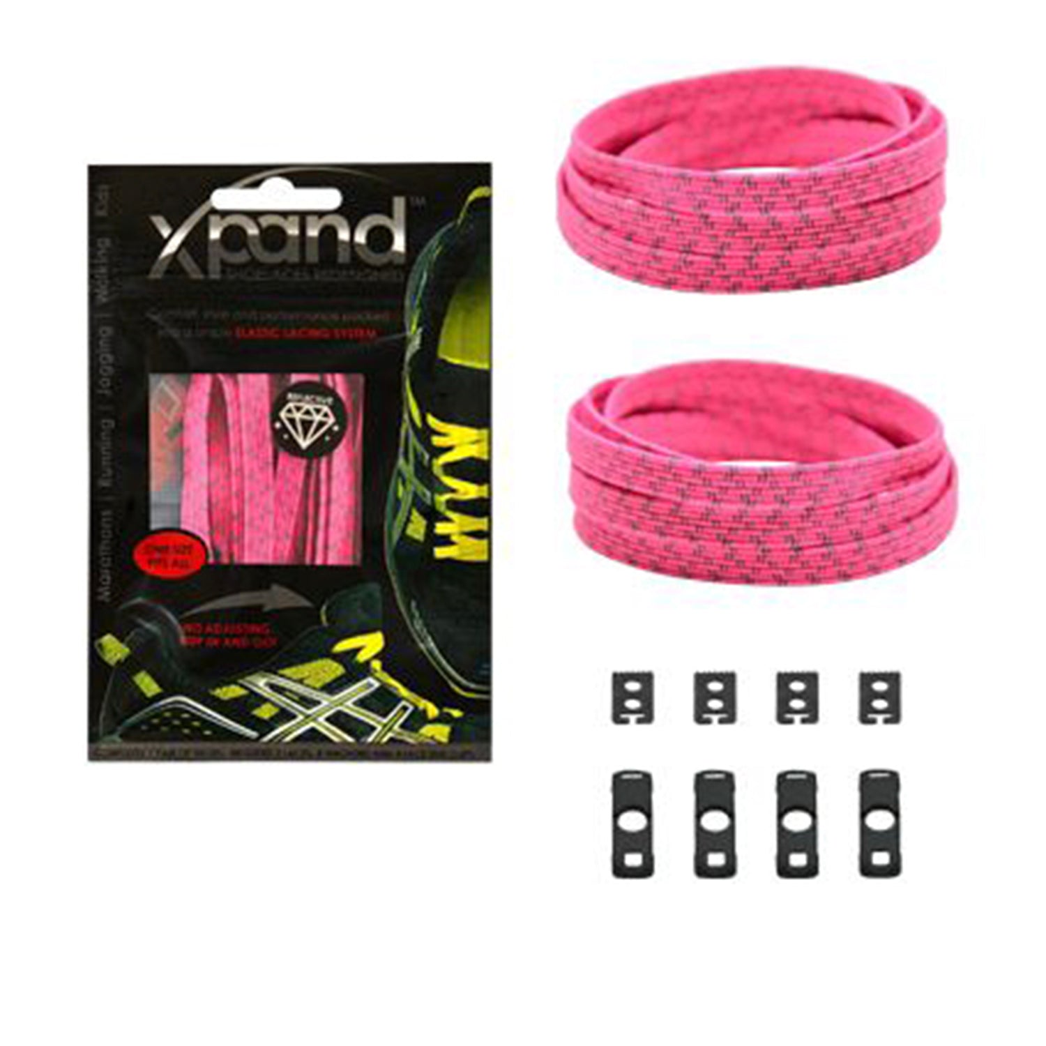 XPand Original No-Tie Shoe Laces (Neon Pink Reflective)