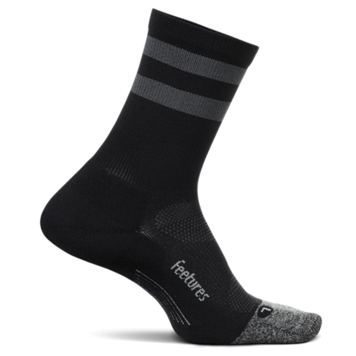 Feetures! ELITE Light Cushion Mini Crew - Black High Stripe