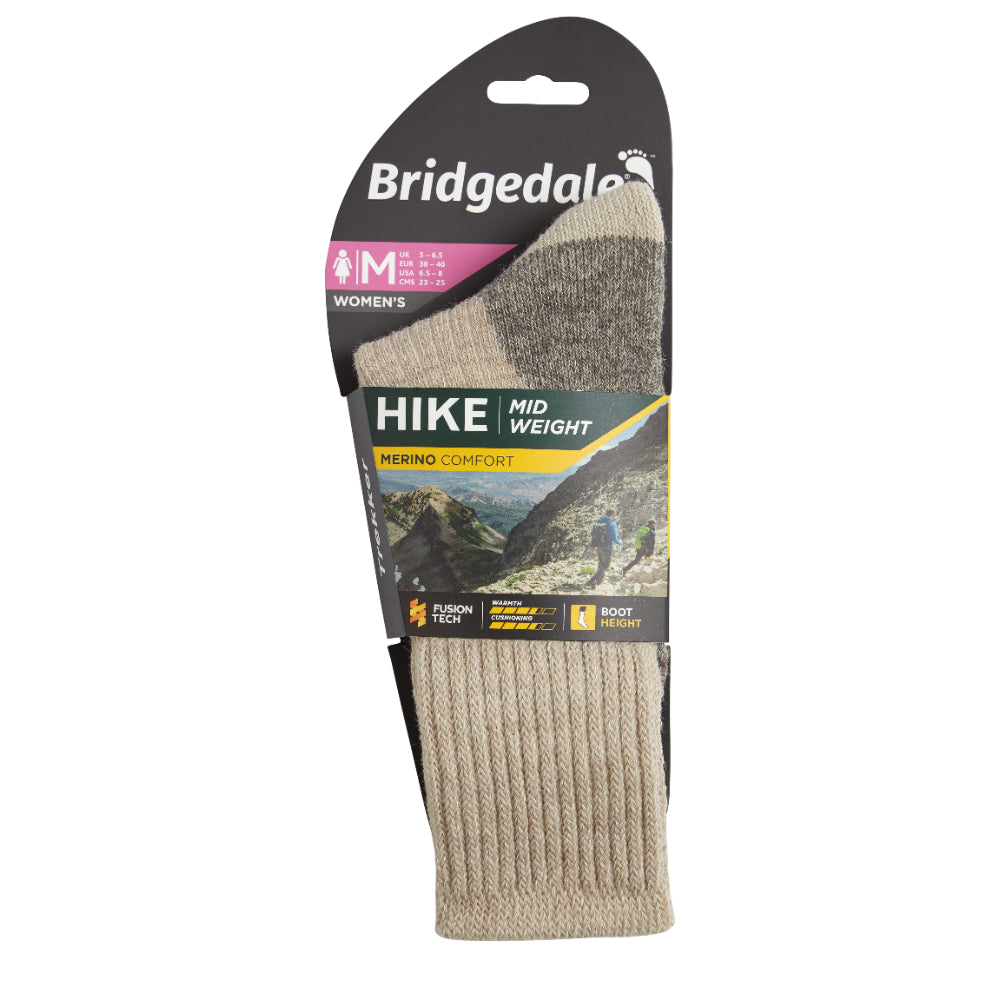 Bridgedale Women's MERINO HIKE Comfort Socks (Midweight Natural)