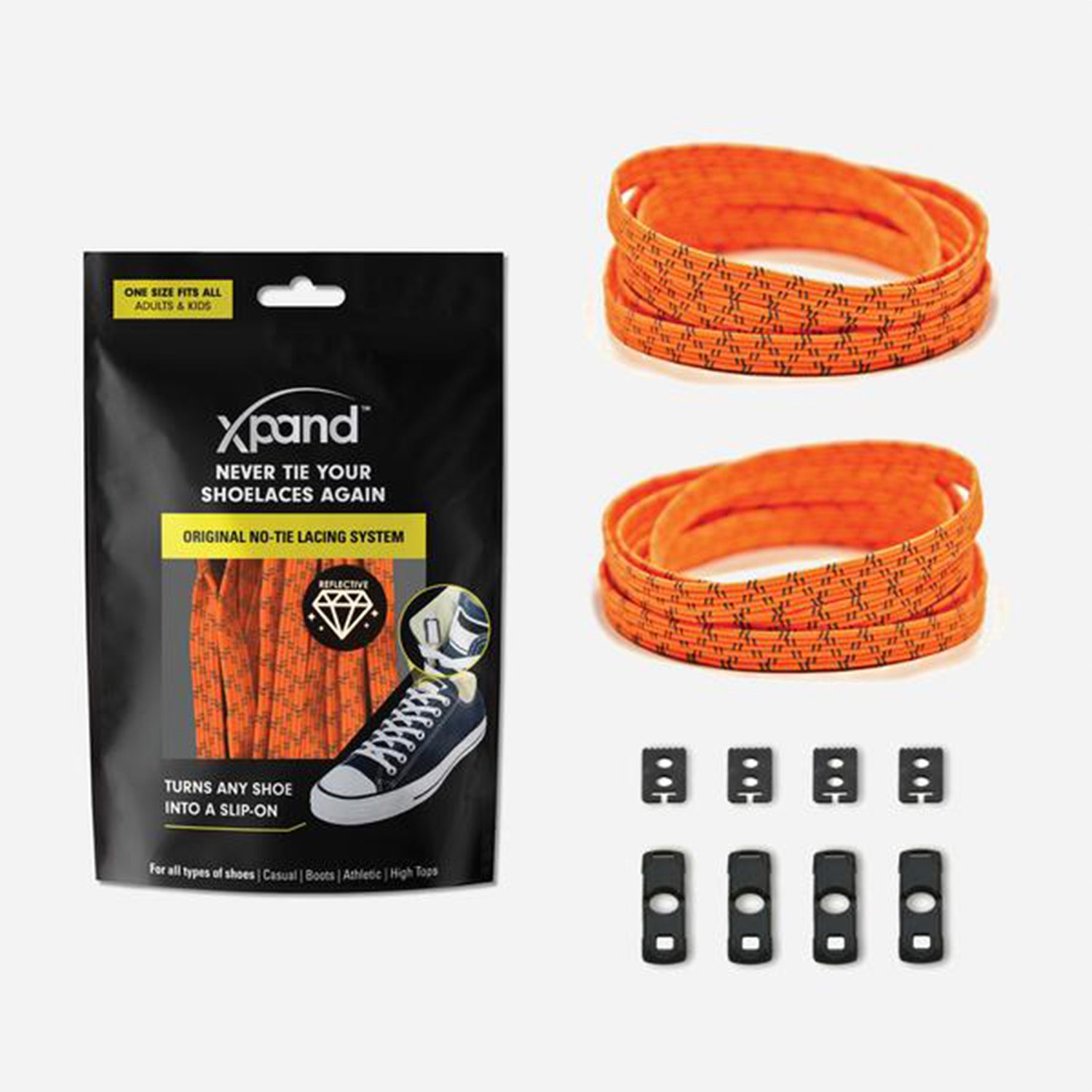 XPand Original No-Tie Shoe Laces (Neon Orange Reflective)