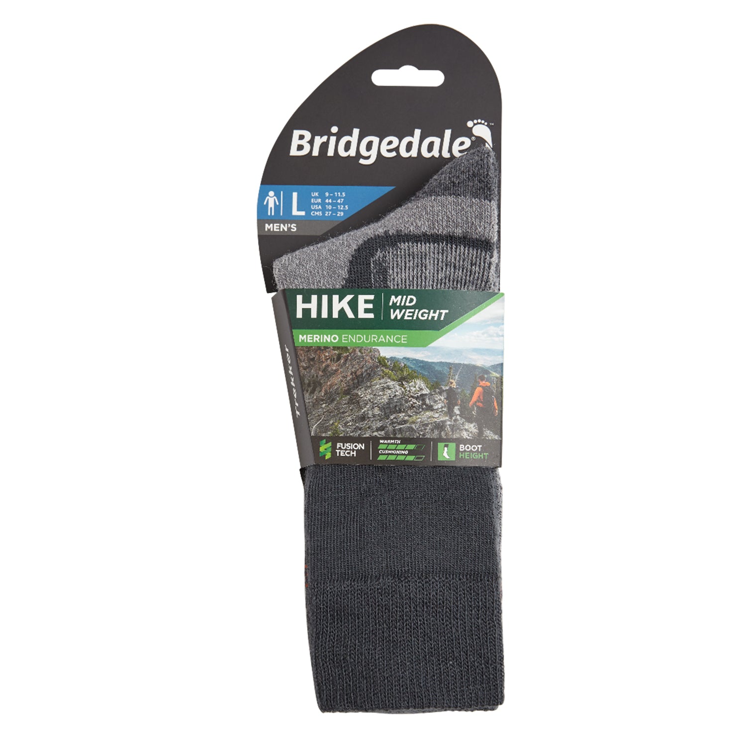 Bridgedale MERINO Performance HIKE Socks (Midweight Gunmetal)