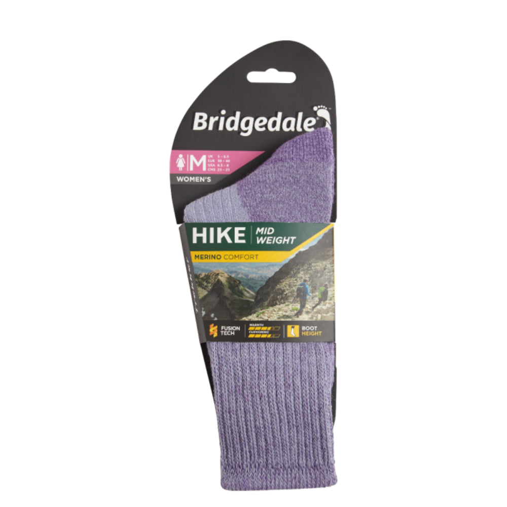 Bridgedale Women's MERINO HIKE Comfort Socks (Midweight Violet)