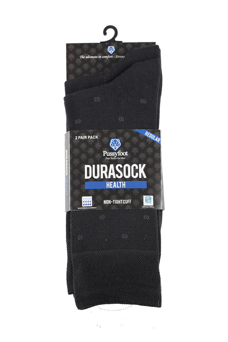 Pussyfoot Non Tight Comfort Health Socks 2 Pack - Black/Blue