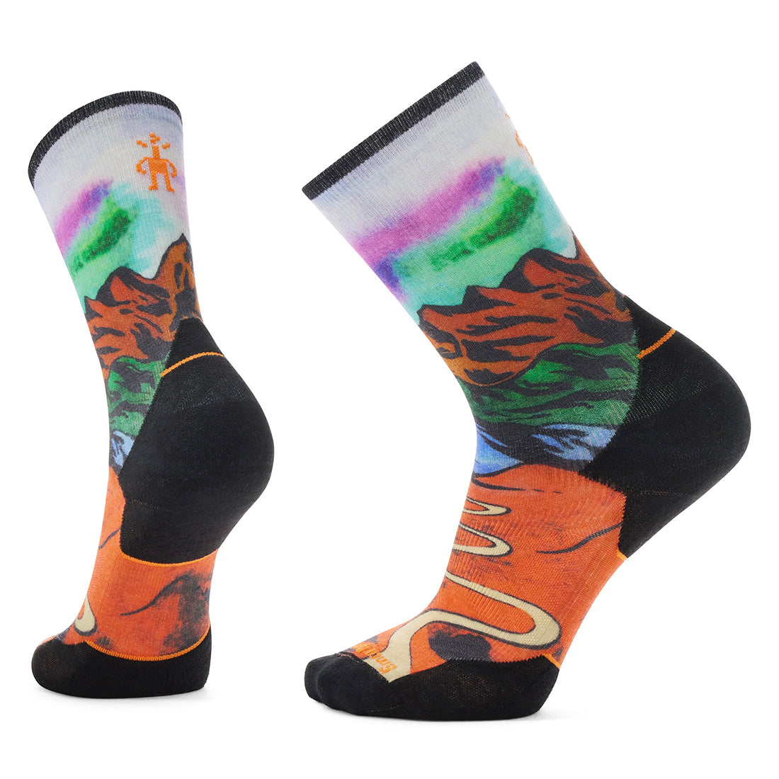 Smartwool Trail Run Singletrack Print Crew Socks - Orange Rust