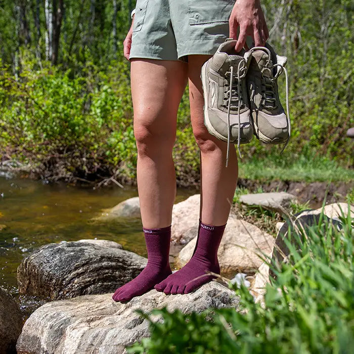 Injinji Merino Wool Liner Crew - Garnet