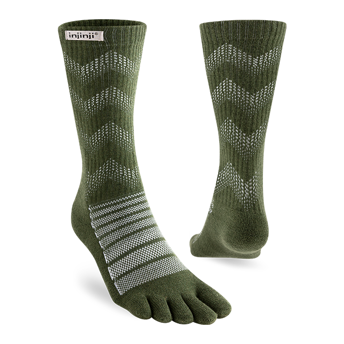 Injinji Outdoor Midweight Merino Wool Crew - Forest