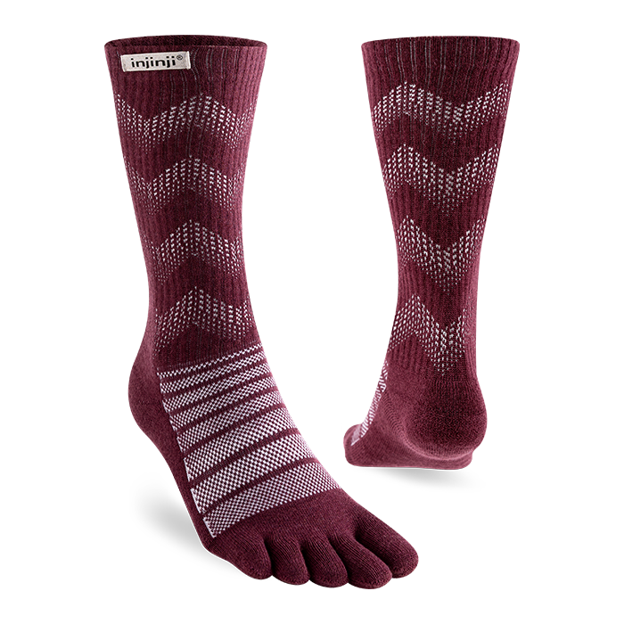 Injinji Outdoor Midweight Merino Wool Crew - Garnet