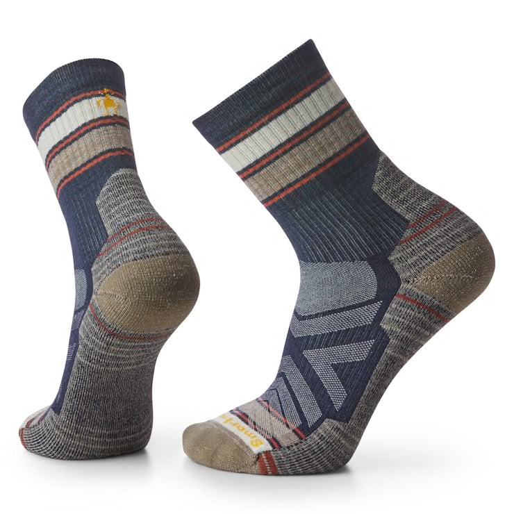 Smartwool Hike Light Cushion Striped Mid Crew Socks - Deep Navy