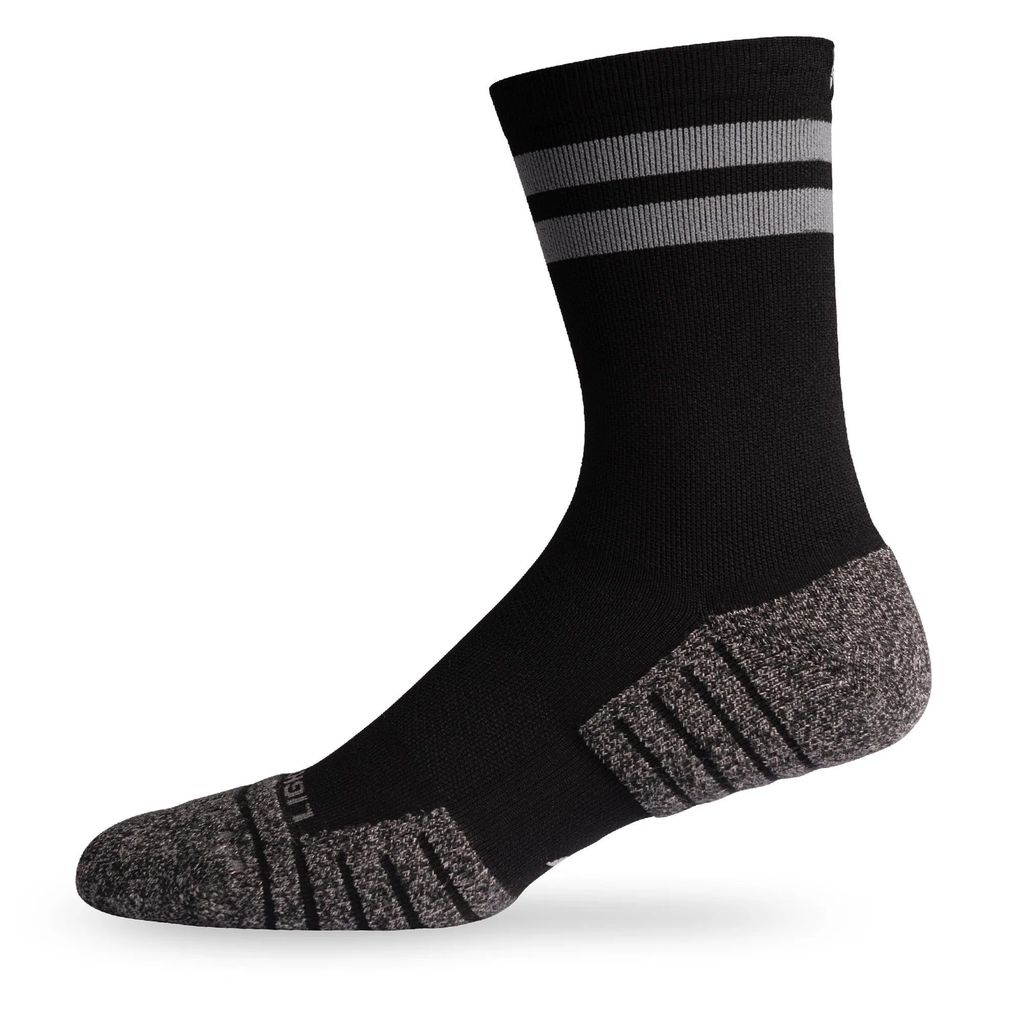 Lightfeet Performance Sports Socks - 2 Stripes Half Crew (Black)