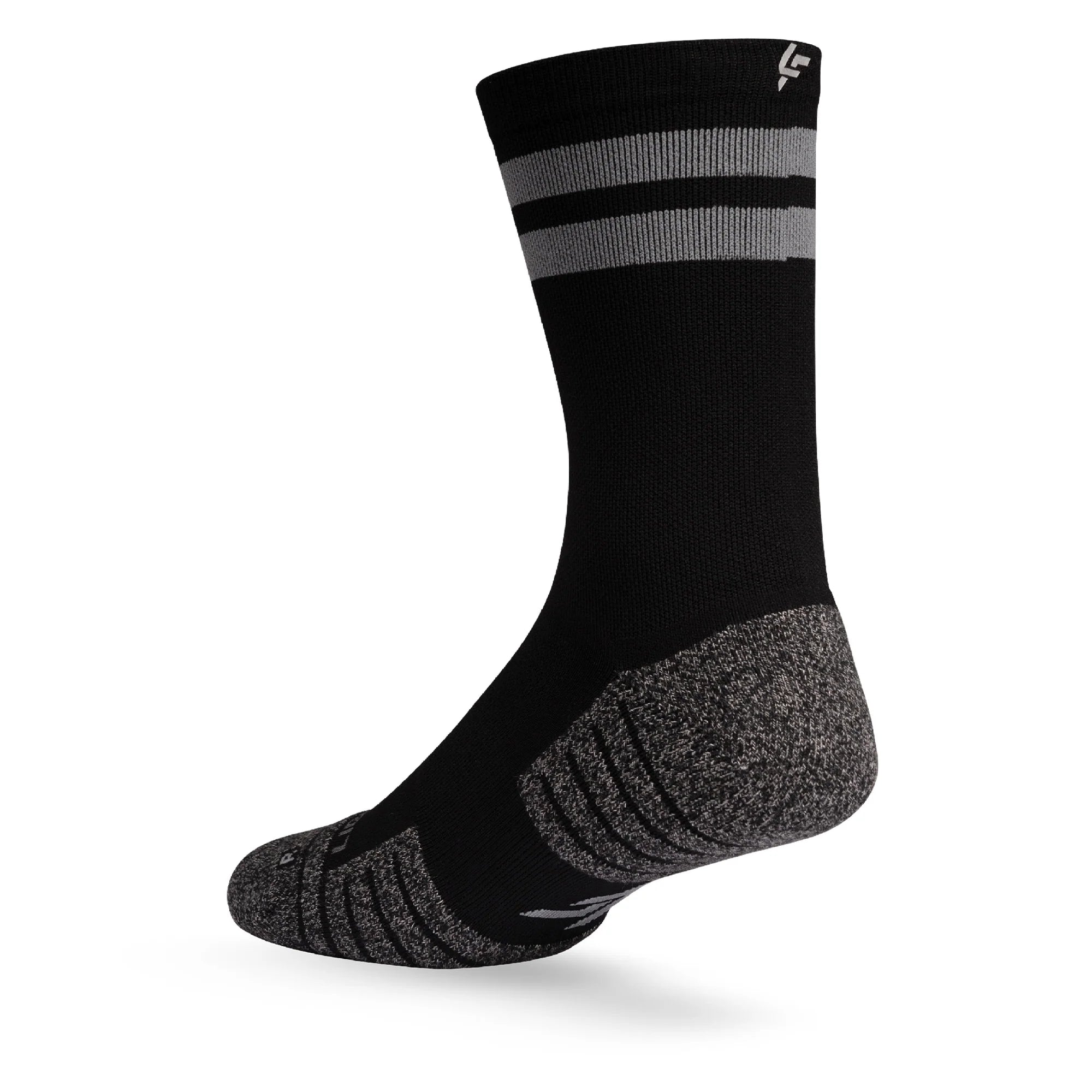 Lightfeet Performance Sports Socks - 2 Stripes Half Crew (Black)