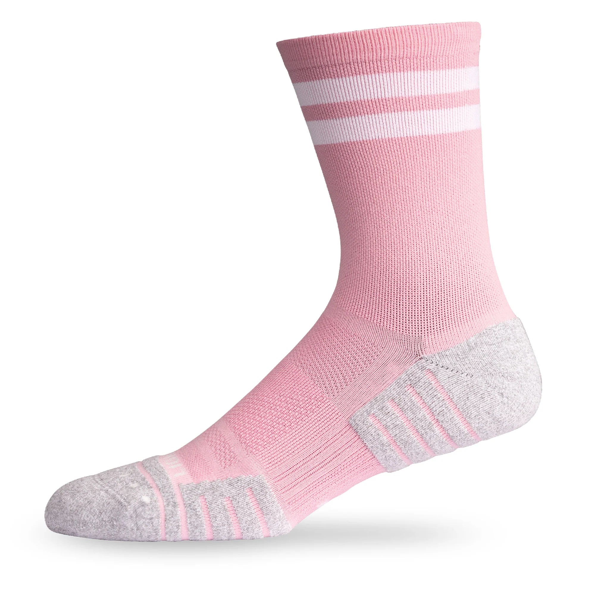 Lightfeet Performance Sports Socks - 2 Stripes Half Crew (Soft Pink)