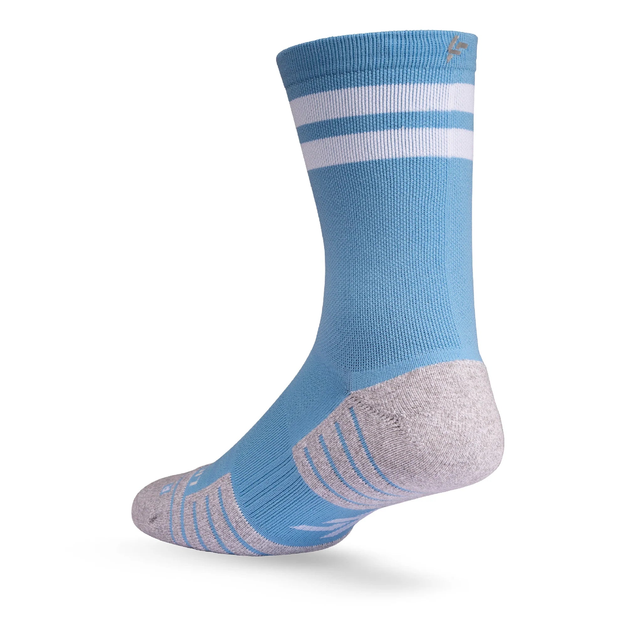 Lightfeet Performance Sports Socks - 2 Stripes Half Crew (Soft Blue)