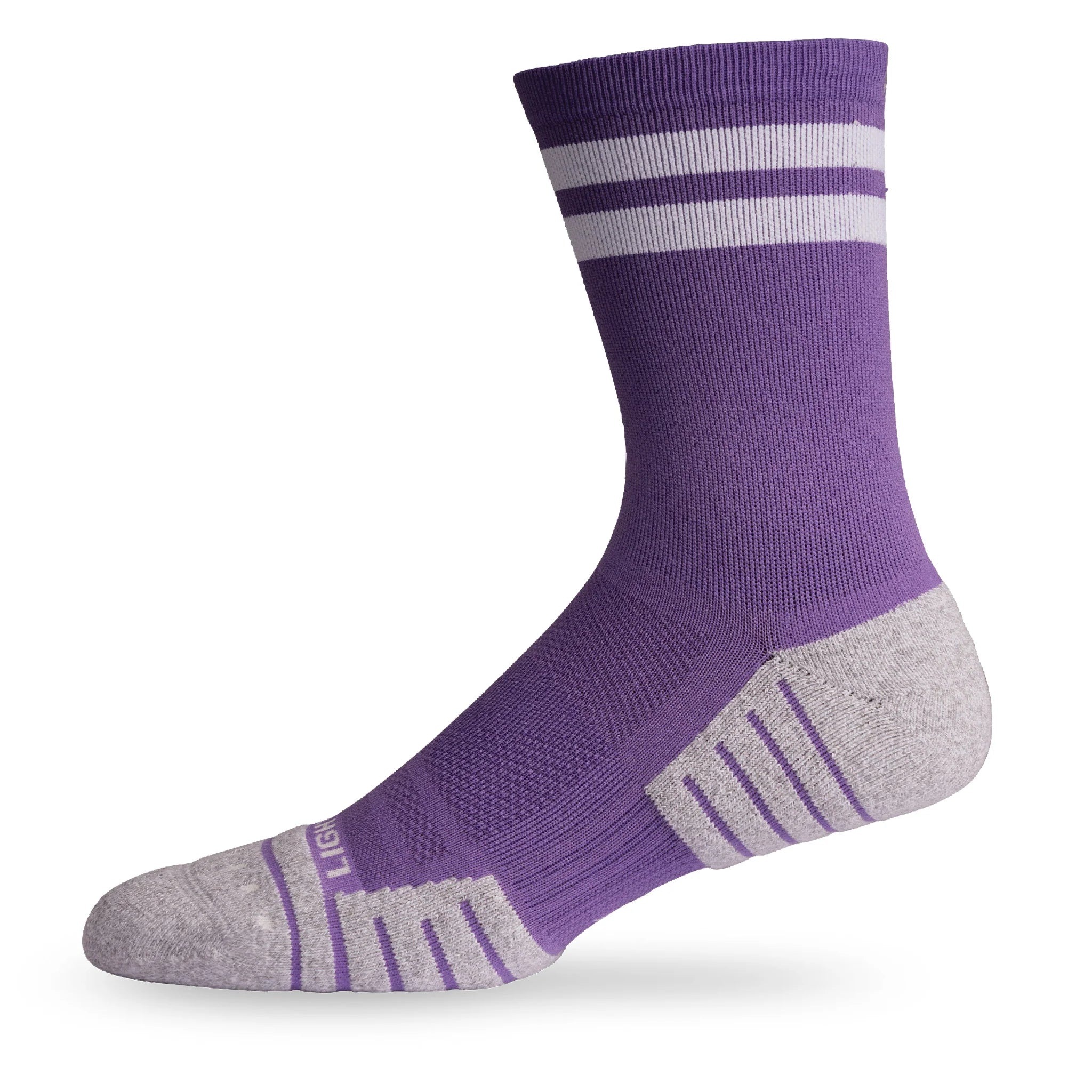 Lightfeet Performance Sports Socks - 2 Stripes Half Crew (Violet)