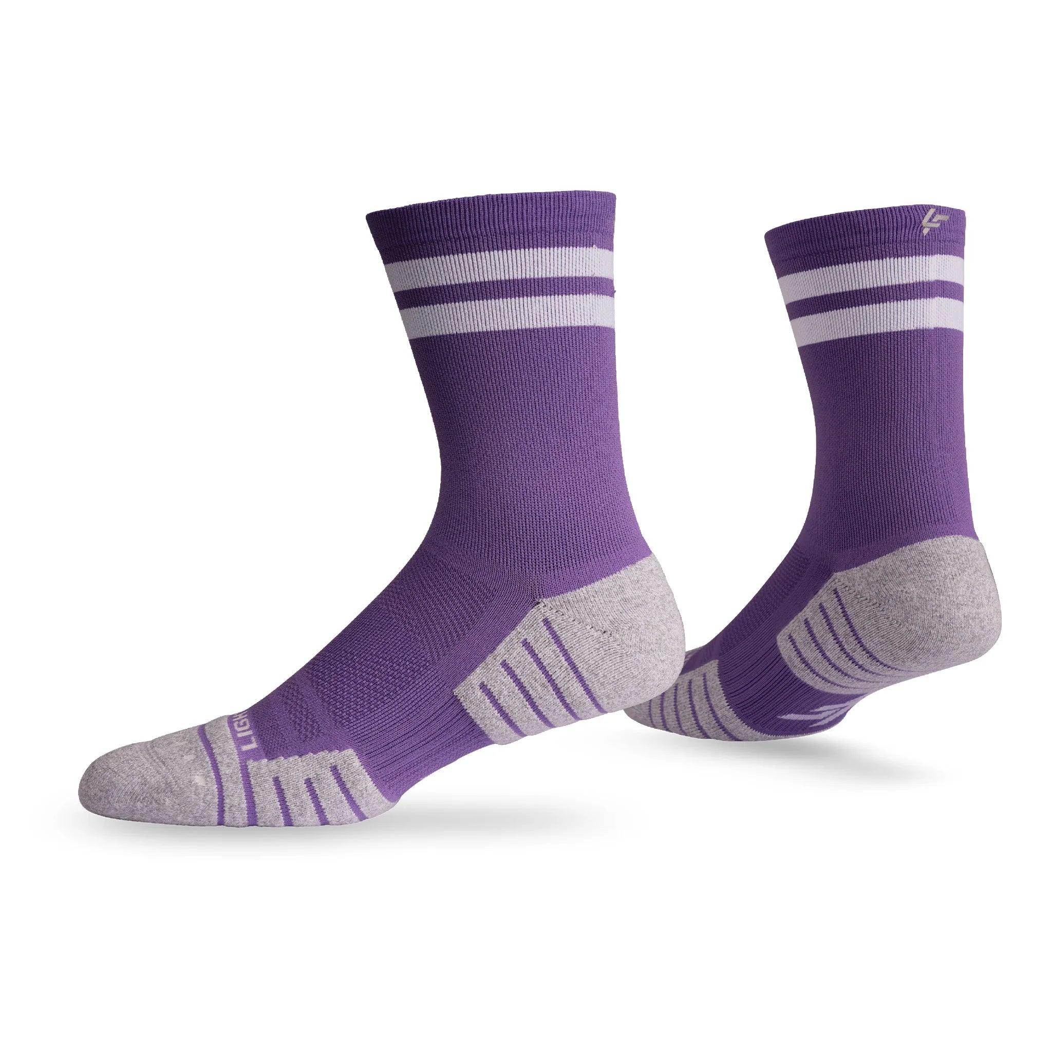 Lightfeet Performance Sports Socks - 2 Stripes Half Crew (Violet)