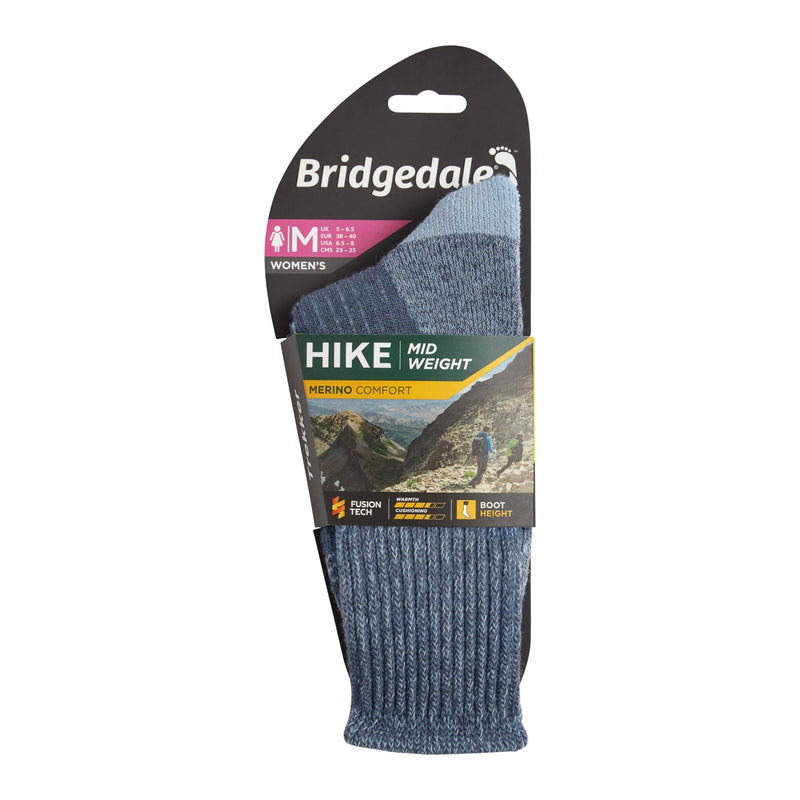 Bridgedale Women's MERINO HIKE Comfort Socks (Midweight Blue)
