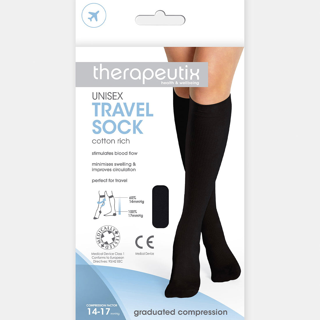 Therapuetix Unisex Travel Socks (Black)