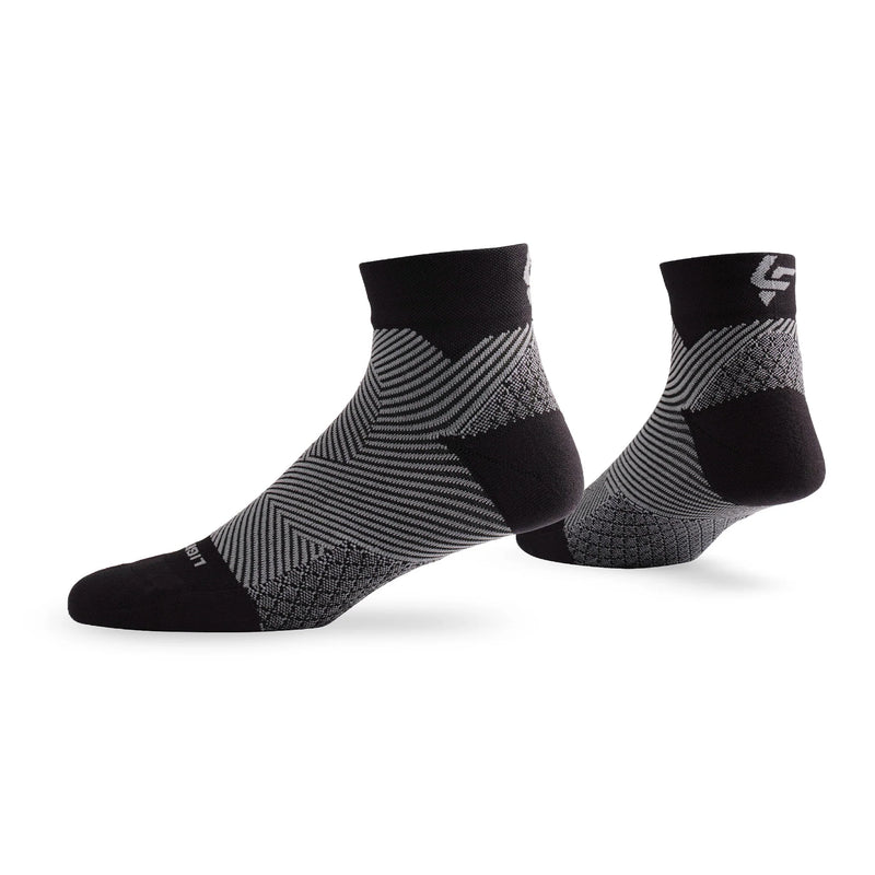 Lightfeet Plantar Fasciitis Quarter Socks = Black
