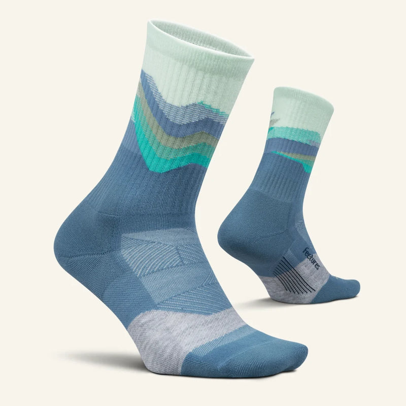 Feetures! TRAIL Max Cushion Mini Crew - Tectonic Blue