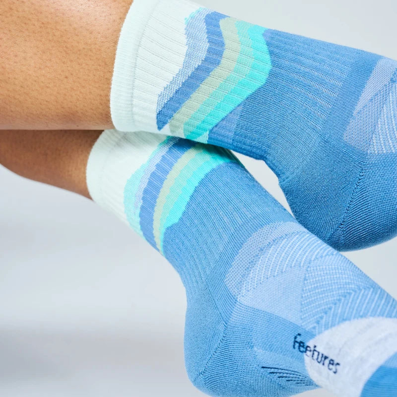 Feetures! TRAIL Max Cushion Mini Crew - Tectonic Blue