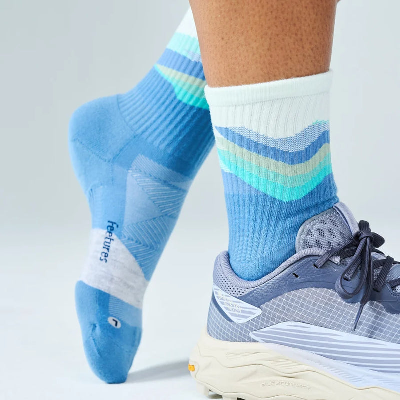 Feetures! TRAIL Max Cushion Mini Crew - Tectonic Blue