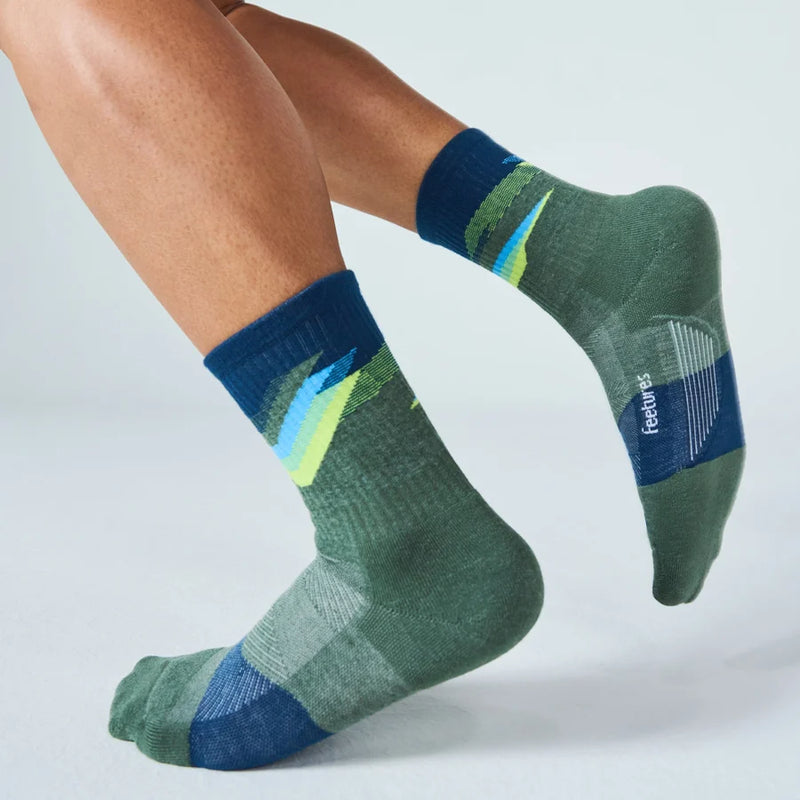 Feetures! TRAIL Max Cushion Mini Crew - Tectonic Green