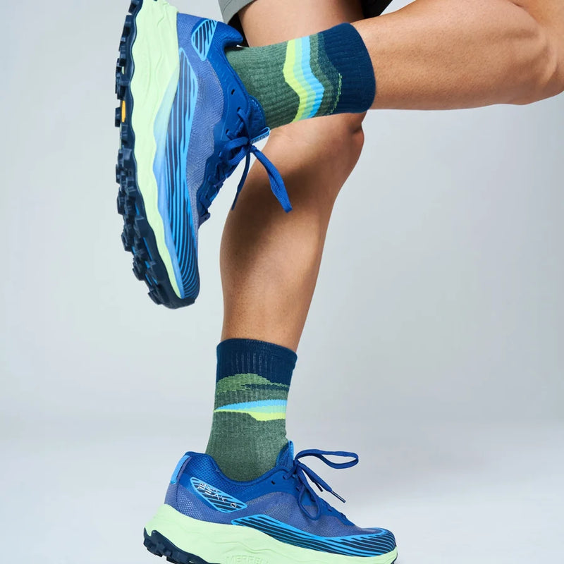 Feetures! TRAIL Max Cushion Mini Crew - Tectonic Green