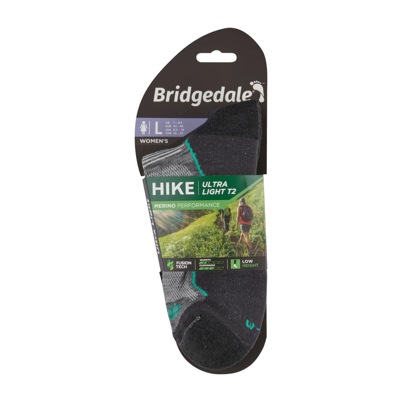 Bridgedale Women’s HIKE T2 MERINO PERFORMANCE Low Socks - Grey/Surf