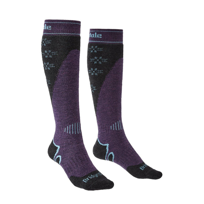 Bridgedale Women’s MERINO Performance Ski Socks - (Dark Purple) - socksforliving.com