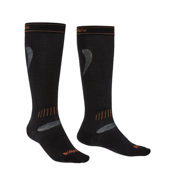 Bridgedale Unisex MERINO Performance Ski Socks - (Black/Orange) - socksforliving.com