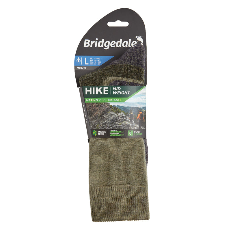 Bridgedale MERINO Performance HIKE Socks (Midweight Green)