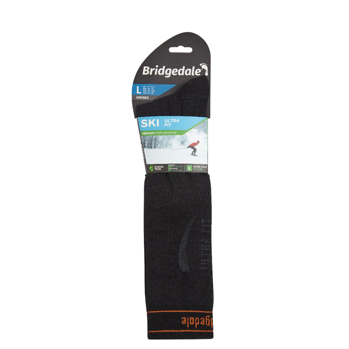 Bridgedale Unisex MERINO Performance Ski Socks - (Black/Orange)
