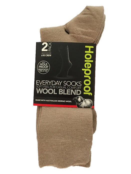 Holeproof Everyday Business Wool Blend 2 Pack - Oatmeal