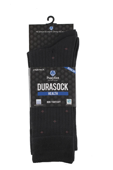 Pussyfoot Non Tight Comfort Health Socks 2 Pack - Black/Red