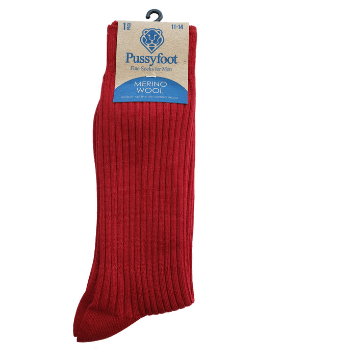 Pussyfoot Merino Wool Crew Socks - Red