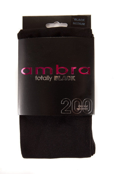Ambra Totally Black Opaque Tights - socksforliving.com